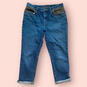 ralph lauren slim suede patch jeans